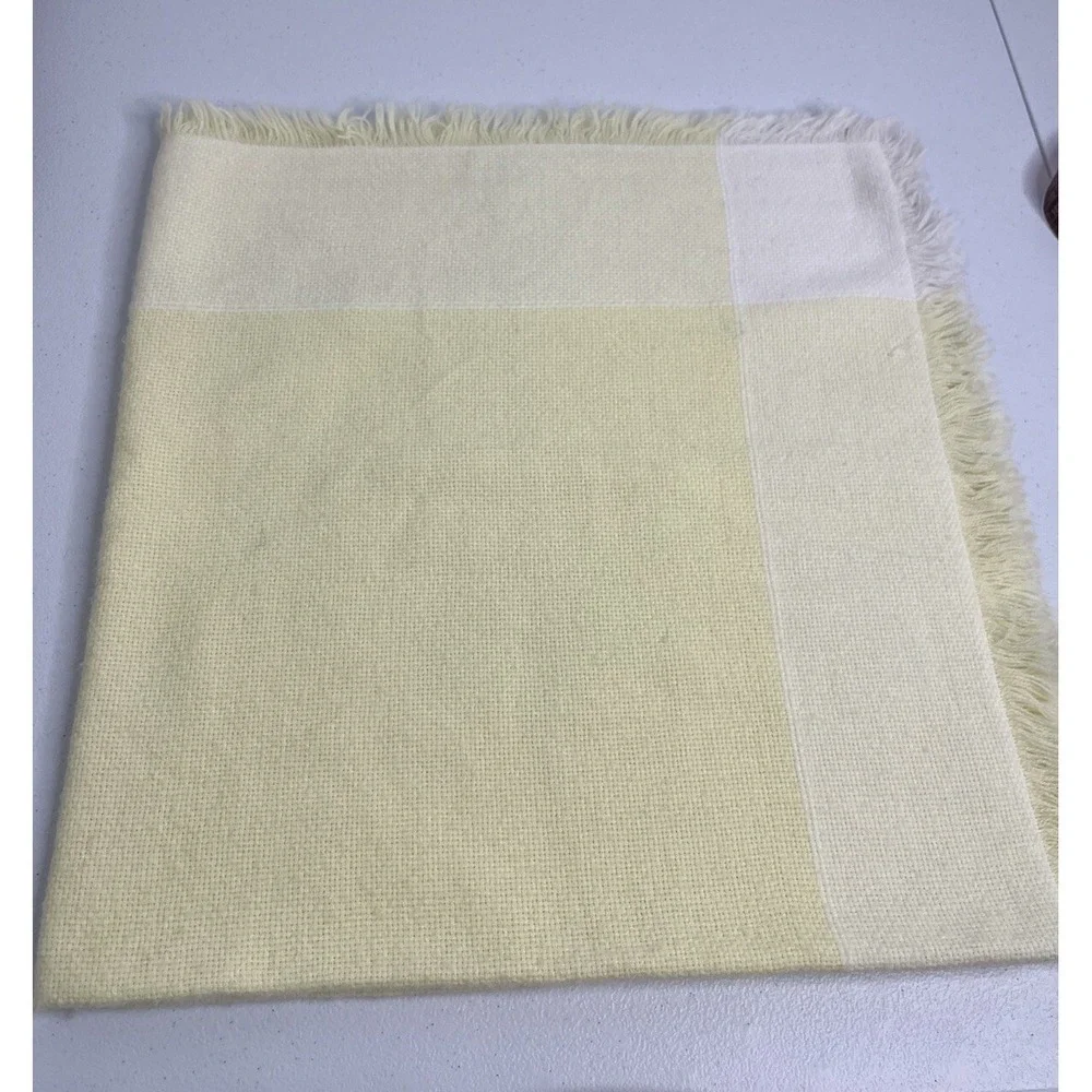 Vtg Churchill Handwoven Baby Blanket All Orlon Acrylic Yellow White